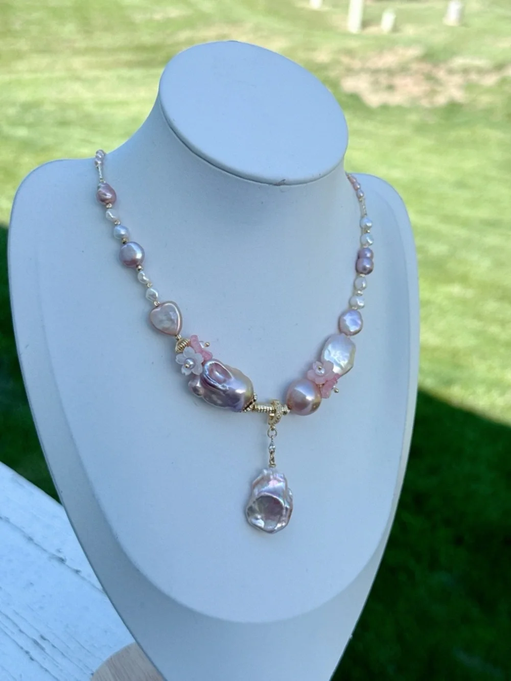 26X350 Handmade Freshwater Baroque Pearl Necklace Flame ball Pearl 16+2” - Picture 3 of 8